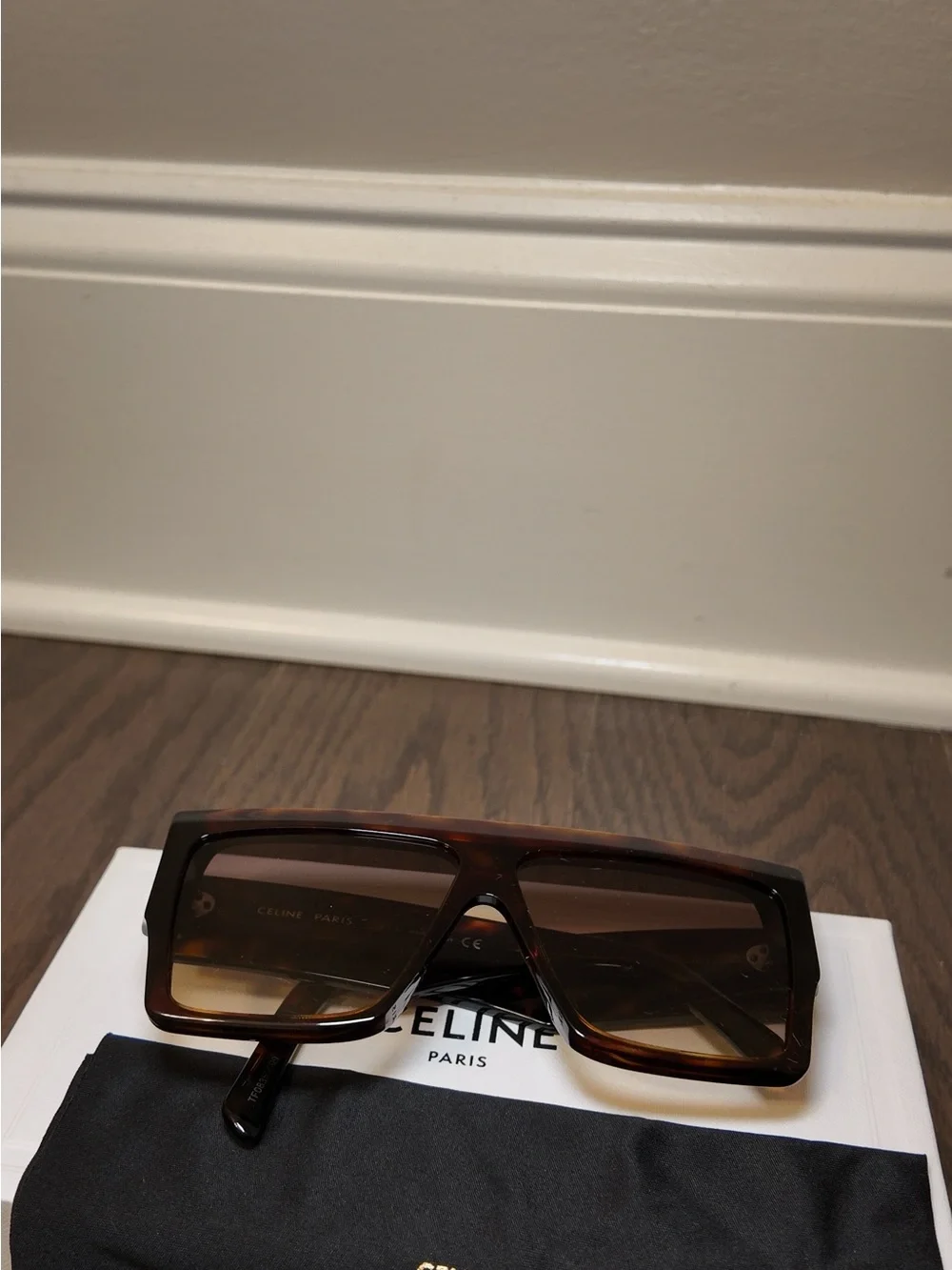 Celine Tortoise Brown Gradient Shield (3 dot) Sunglasses